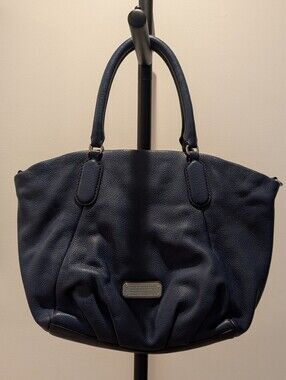 Marc by Marc Jacobs Classic Q Fran in Navy Leather Top Handle Bag